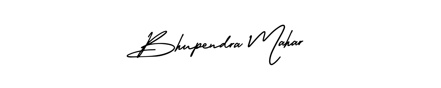 The best way (AmerikaSignatureDemo-Regular) to make a short signature is to pick only two or three words in your name. The name Bhupendra Mahar include a total of six letters. For converting this name. Bhupendra Mahar signature style 3 images and pictures png