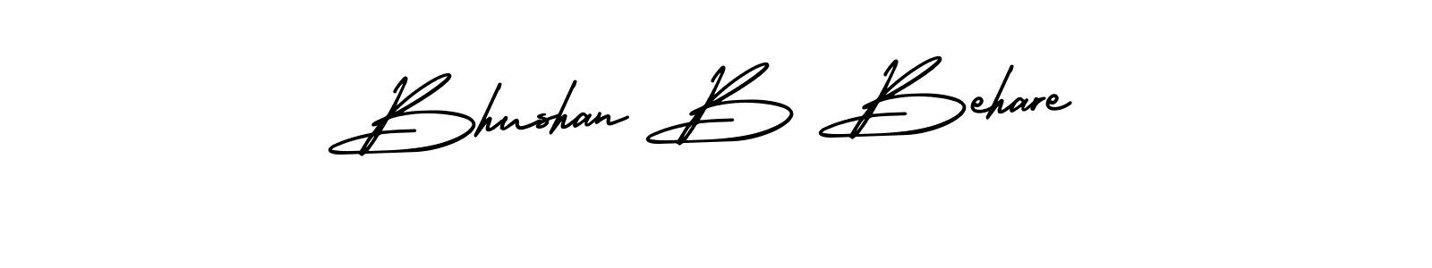 You should practise on your own different ways (AmerikaSignatureDemo-Regular) to write your name (Bhushan B Behare) in signature. don't let someone else do it for you. Bhushan B Behare signature style 3 images and pictures png