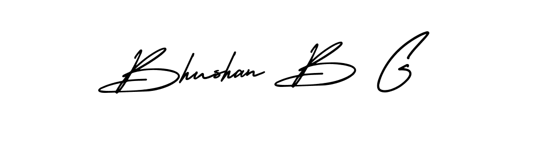 The best way (AmerikaSignatureDemo-Regular) to make a short signature is to pick only two or three words in your name. The name Bhushan B G include a total of six letters. For converting this name. Bhushan B G signature style 3 images and pictures png