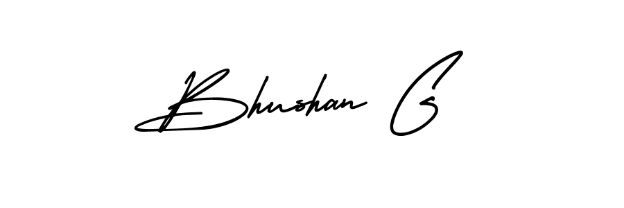The best way (AmerikaSignatureDemo-Regular) to make a short signature is to pick only two or three words in your name. The name Bhushan G include a total of six letters. For converting this name. Bhushan G signature style 3 images and pictures png