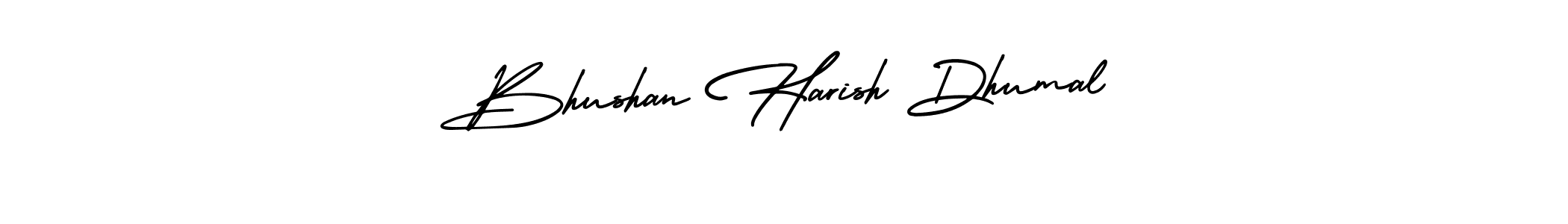 You should practise on your own different ways (AmerikaSignatureDemo-Regular) to write your name (Bhushan Harish Dhumal) in signature. don't let someone else do it for you. Bhushan Harish Dhumal signature style 3 images and pictures png