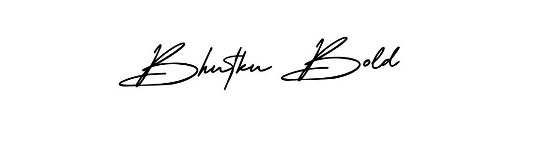 The best way (AmerikaSignatureDemo-Regular) to make a short signature is to pick only two or three words in your name. The name Bhutku Bold include a total of six letters. For converting this name. Bhutku Bold signature style 3 images and pictures png