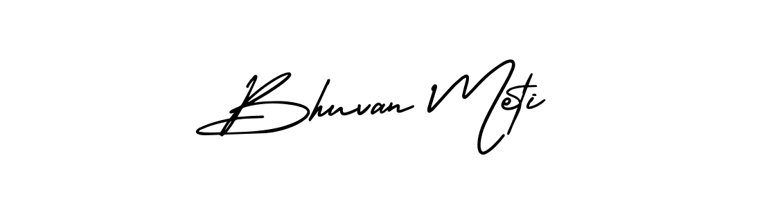 You should practise on your own different ways (AmerikaSignatureDemo-Regular) to write your name (Bhuvan Meti) in signature. don't let someone else do it for you. Bhuvan Meti signature style 3 images and pictures png