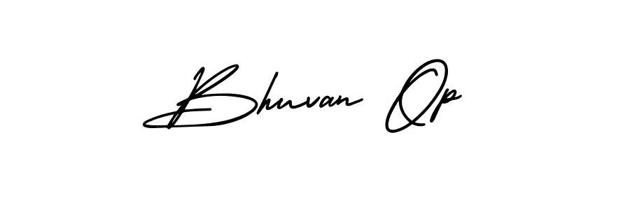 The best way (AmerikaSignatureDemo-Regular) to make a short signature is to pick only two or three words in your name. The name Bhuvan Op include a total of six letters. For converting this name. Bhuvan Op signature style 3 images and pictures png