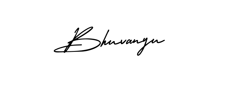 The best way (AmerikaSignatureDemo-Regular) to make a short signature is to pick only two or three words in your name. The name Bhuvanyu include a total of six letters. For converting this name. Bhuvanyu signature style 3 images and pictures png