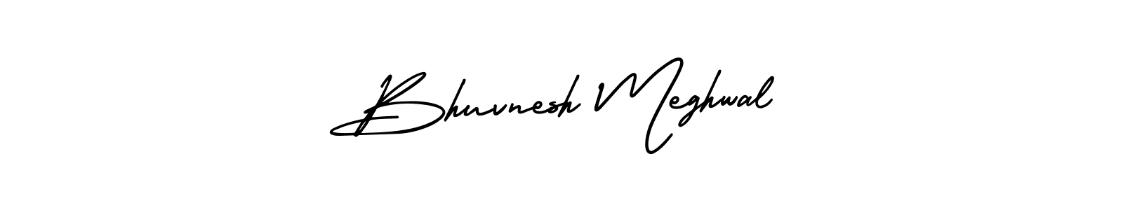 The best way (AmerikaSignatureDemo-Regular) to make a short signature is to pick only two or three words in your name. The name Bhuvnesh Meghwal include a total of six letters. For converting this name. Bhuvnesh Meghwal signature style 3 images and pictures png
