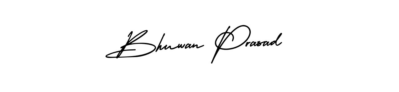 You should practise on your own different ways (AmerikaSignatureDemo-Regular) to write your name (Bhuwan Prasad) in signature. don't let someone else do it for you. Bhuwan Prasad signature style 3 images and pictures png