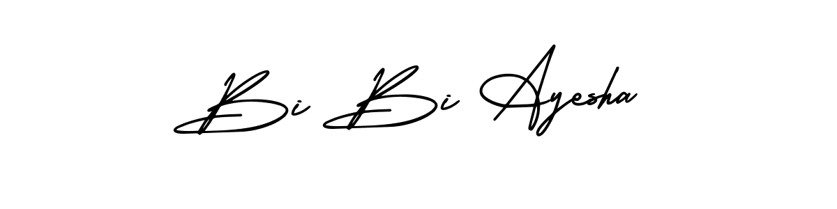 if you are searching for the best signature style for your name Bi Bi Ayesha. so please give up your signature search. here we have designed multiple signature styles  using AmerikaSignatureDemo-Regular. Bi Bi Ayesha signature style 3 images and pictures png