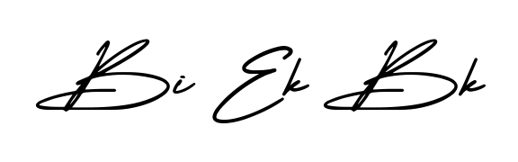 Master the art of signing with Bi Ek Bk written in fluent AmerikaSignatureDemo-Regular script. A great template to practice and refine your handwriting. Bi Ek Bk signature style 3 images and pictures png
