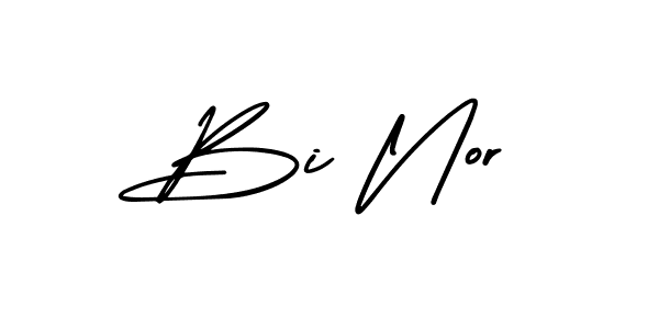 How to make Bi Nor name signature. Use AmerikaSignatureDemo-Regular style for creating short signs online. This is the latest handwritten sign. Bi Nor signature style 3 images and pictures png