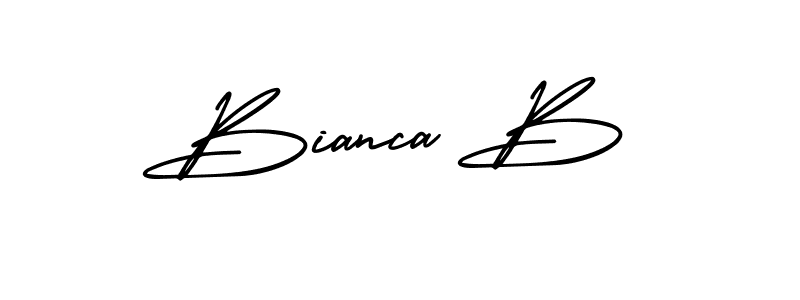 It looks lik you need a new signature style for name Bianca B. Design unique handwritten (AmerikaSignatureDemo-Regular) signature with our free signature maker in just a few clicks. Bianca B signature style 3 images and pictures png