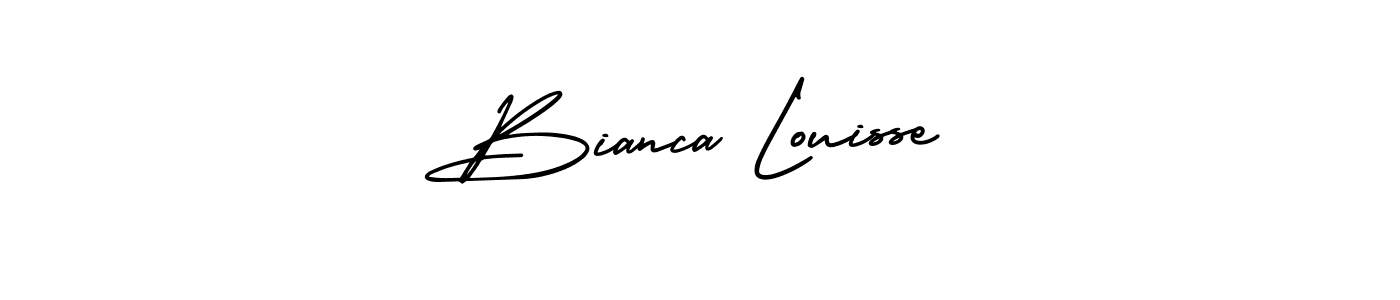 You should practise on your own different ways (AmerikaSignatureDemo-Regular) to write your name (Bianca Louisse) in signature. don't let someone else do it for you. Bianca Louisse signature style 3 images and pictures png