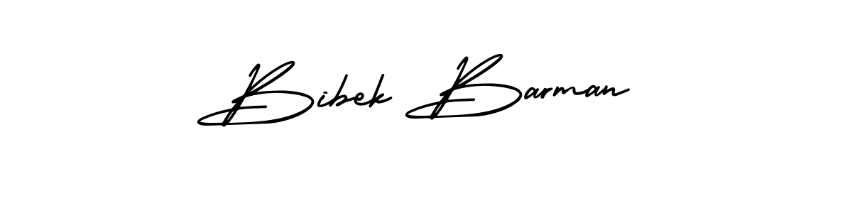 The best way (AmerikaSignatureDemo-Regular) to make a short signature is to pick only two or three words in your name. The name Bibek Barman include a total of six letters. For converting this name. Bibek Barman signature style 3 images and pictures png