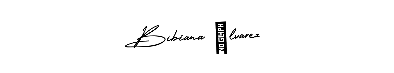 You should practise on your own different ways (AmerikaSignatureDemo-Regular) to write your name (Bibiana Álvarez) in signature. don't let someone else do it for you. Bibiana Álvarez signature style 3 images and pictures png