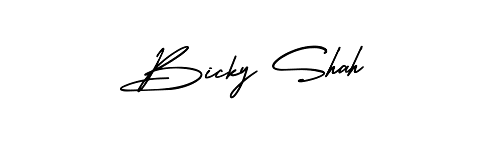How to make Bicky Shah name signature. Use AmerikaSignatureDemo-Regular style for creating short signs online. This is the latest handwritten sign. Bicky Shah signature style 3 images and pictures png