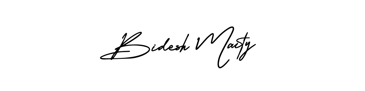 You should practise on your own different ways (AmerikaSignatureDemo-Regular) to write your name (Bidesh Maity) in signature. don't let someone else do it for you. Bidesh Maity signature style 3 images and pictures png
