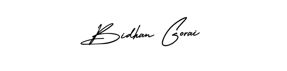 You should practise on your own different ways (AmerikaSignatureDemo-Regular) to write your name (Bidhan Gorai) in signature. don't let someone else do it for you. Bidhan Gorai signature style 3 images and pictures png