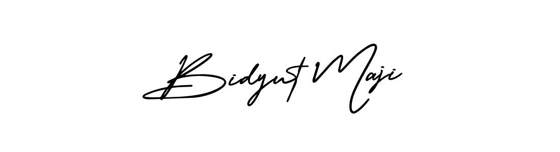You should practise on your own different ways (AmerikaSignatureDemo-Regular) to write your name (Bidyut Maji) in signature. don't let someone else do it for you. Bidyut Maji signature style 3 images and pictures png
