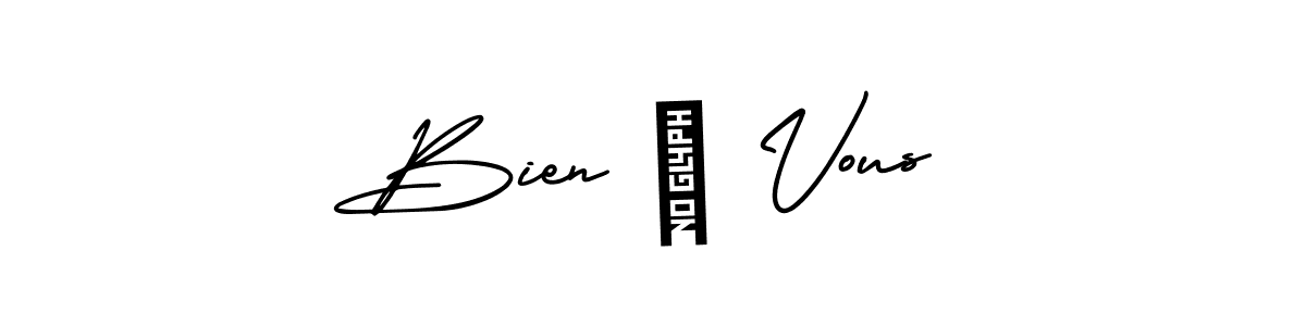 The best way (AmerikaSignatureDemo-Regular) to make a short signature is to pick only two or three words in your name. The name Bien à Vous include a total of six letters. For converting this name. Bien à Vous signature style 3 images and pictures png