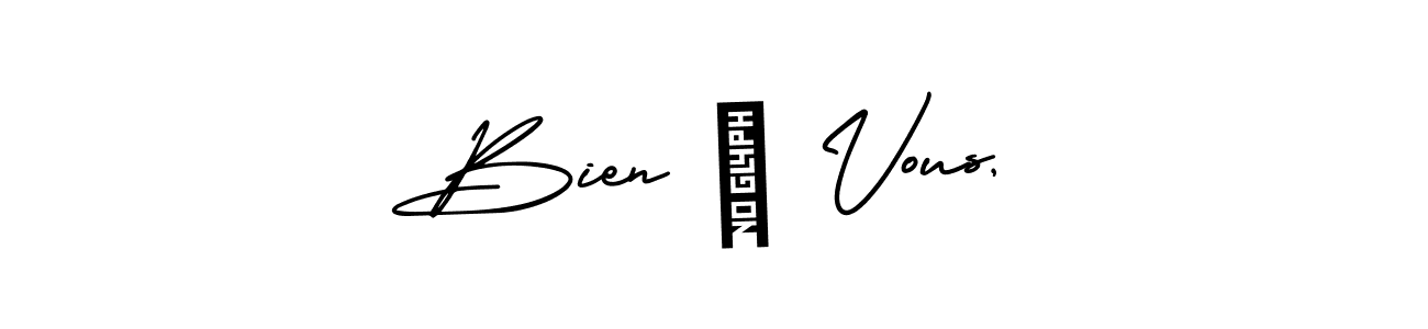 Use a signature maker to create a handwritten signature online. With this signature software, you can design (AmerikaSignatureDemo-Regular) your own signature for name Bien à Vous,. Bien à Vous, signature style 3 images and pictures png