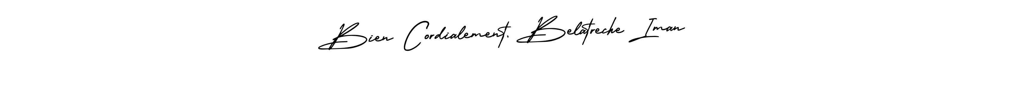 Bien Cordialement, Belatreche Iman stylish signature style. Best Handwritten Sign (AmerikaSignatureDemo-Regular) for my name. Handwritten Signature Collection Ideas for my name Bien Cordialement, Belatreche Iman. Bien Cordialement, Belatreche Iman signature style 3 images and pictures png