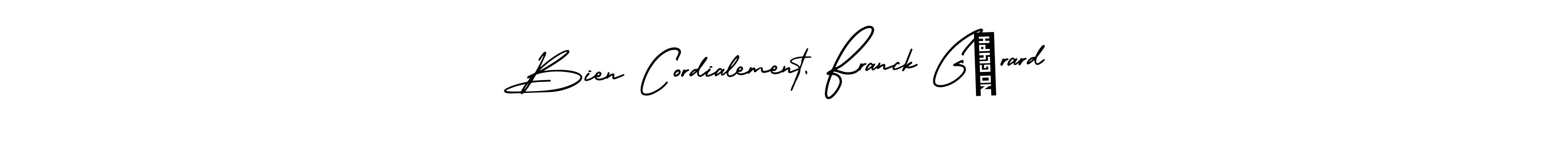 Use a signature maker to create a handwritten signature online. With this signature software, you can design (AmerikaSignatureDemo-Regular) your own signature for name Bien Cordialement, Franck Gérard. Bien Cordialement, Franck Gérard signature style 3 images and pictures png