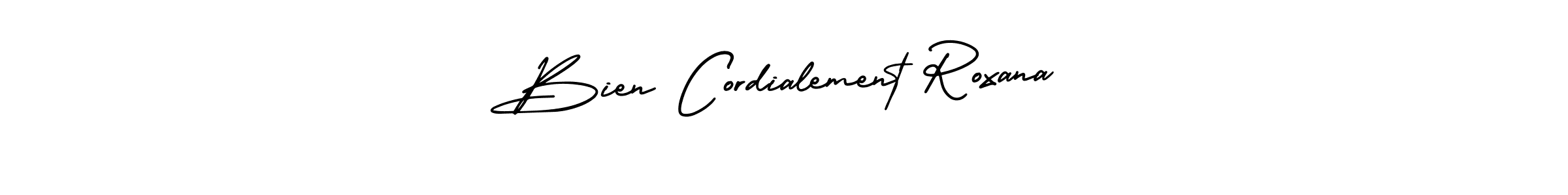 Make a short Bien Cordialement Roxana signature style. Manage your documents anywhere anytime using AmerikaSignatureDemo-Regular. Create and add eSignatures, submit forms, share and send files easily. Bien Cordialement Roxana signature style 3 images and pictures png