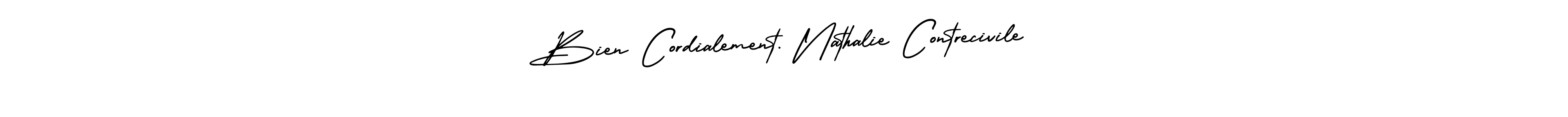 It looks lik you need a new signature style for name Bien Cordialement. Nathalie Contrecivile. Design unique handwritten (AmerikaSignatureDemo-Regular) signature with our free signature maker in just a few clicks. Bien Cordialement. Nathalie Contrecivile signature style 3 images and pictures png