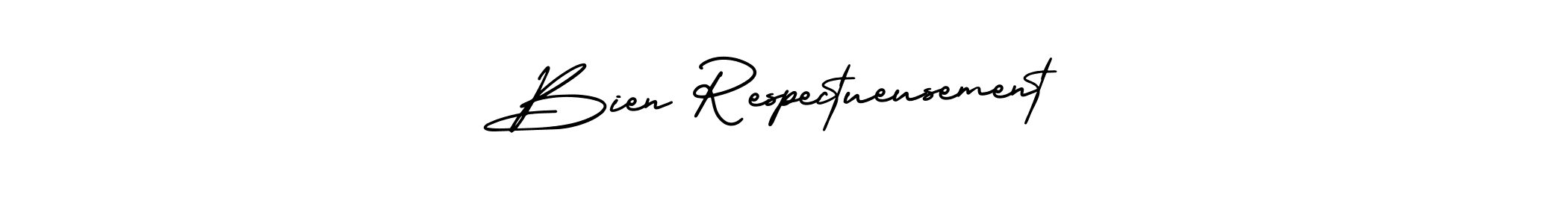 Similarly AmerikaSignatureDemo-Regular is the best handwritten signature design. Signature creator online .You can use it as an online autograph creator for name Bien Respectueusement. Bien Respectueusement signature style 3 images and pictures png