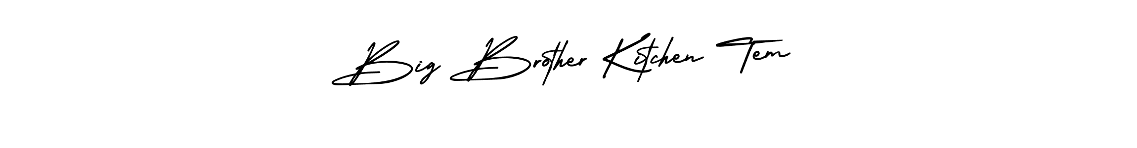 Use a signature maker to create a handwritten signature online. With this signature software, you can design (AmerikaSignatureDemo-Regular) your own signature for name Big Brother Kitchen Tem. Big Brother Kitchen Tem signature style 3 images and pictures png