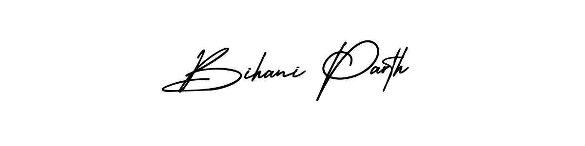 The best way (AmerikaSignatureDemo-Regular) to make a short signature is to pick only two or three words in your name. The name Bihani Parth include a total of six letters. For converting this name. Bihani Parth signature style 3 images and pictures png