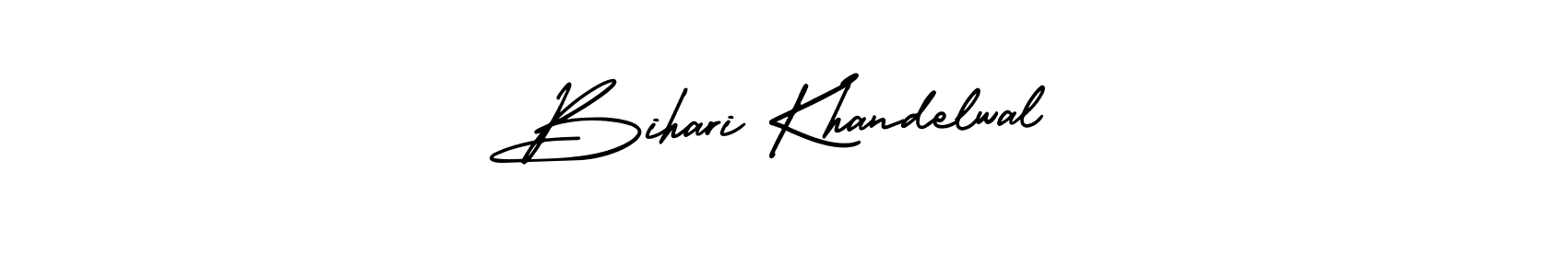 This is the best signature style for the Bihari Khandelwal name. Also you like these signature font (AmerikaSignatureDemo-Regular). Mix name signature. Bihari Khandelwal signature style 3 images and pictures png
