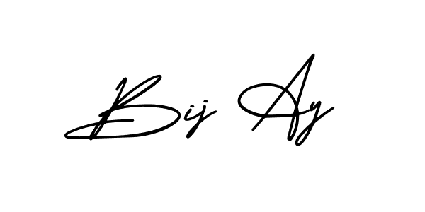 You should practise on your own different ways (AmerikaSignatureDemo-Regular) to write your name (Bij Ay) in signature. don't let someone else do it for you. Bij Ay signature style 3 images and pictures png