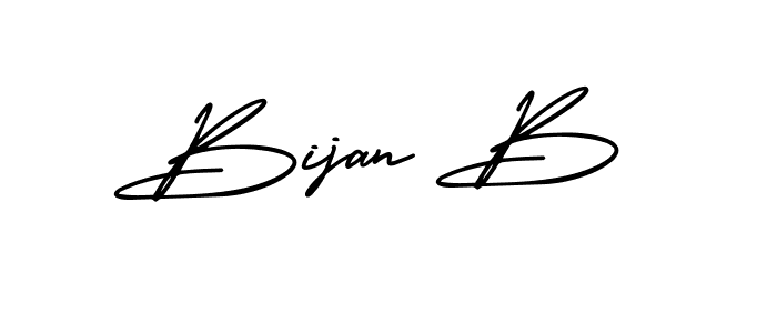The best way (AmerikaSignatureDemo-Regular) to make a short signature is to pick only two or three words in your name. The name Bijan B include a total of six letters. For converting this name. Bijan B signature style 3 images and pictures png