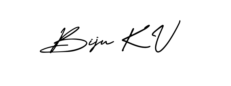 It looks lik you need a new signature style for name Biju K V. Design unique handwritten (AmerikaSignatureDemo-Regular) signature with our free signature maker in just a few clicks. Biju K V signature style 3 images and pictures png