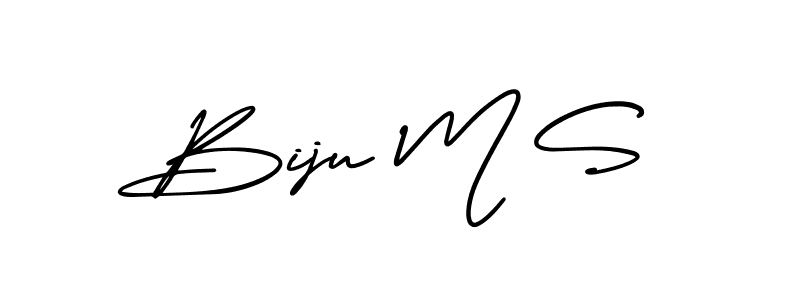 The best way (AmerikaSignatureDemo-Regular) to make a short signature is to pick only two or three words in your name. The name Biju M S include a total of six letters. For converting this name. Biju M S signature style 3 images and pictures png