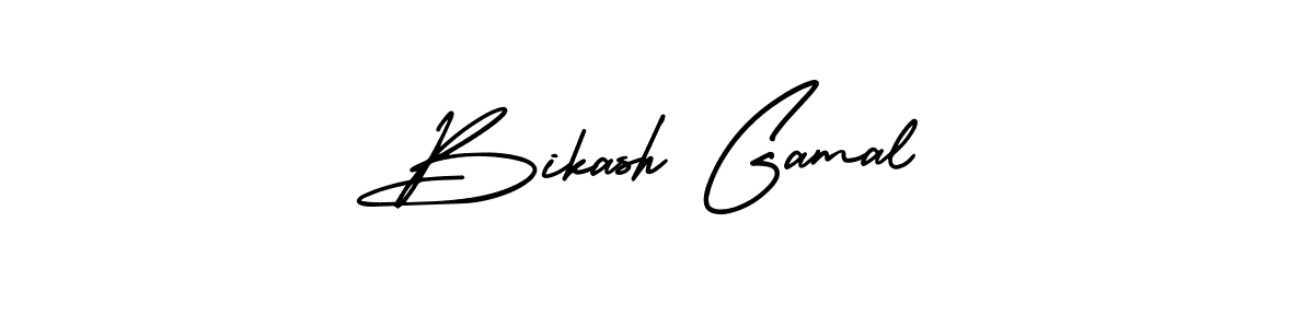 The best way (AmerikaSignatureDemo-Regular) to make a short signature is to pick only two or three words in your name. The name Bikash Gamal include a total of six letters. For converting this name. Bikash Gamal signature style 3 images and pictures png