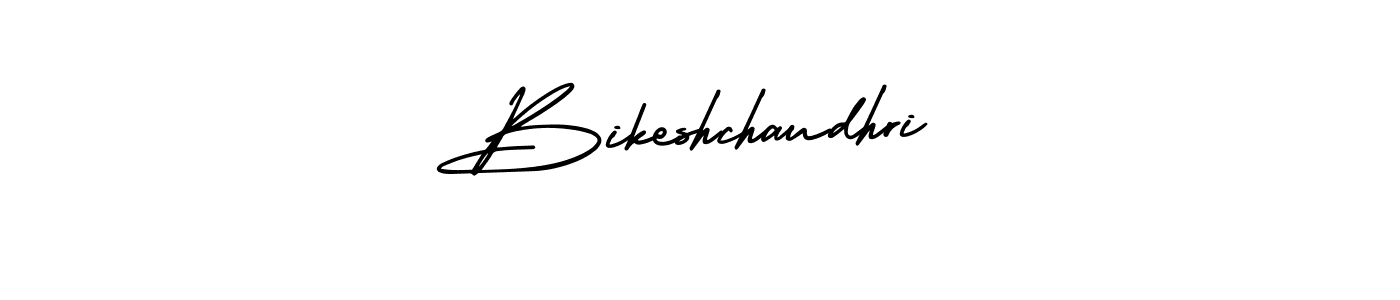 The best way (AmerikaSignatureDemo-Regular) to make a short signature is to pick only two or three words in your name. The name Bikeshchaudhri include a total of six letters. For converting this name. Bikeshchaudhri signature style 3 images and pictures png