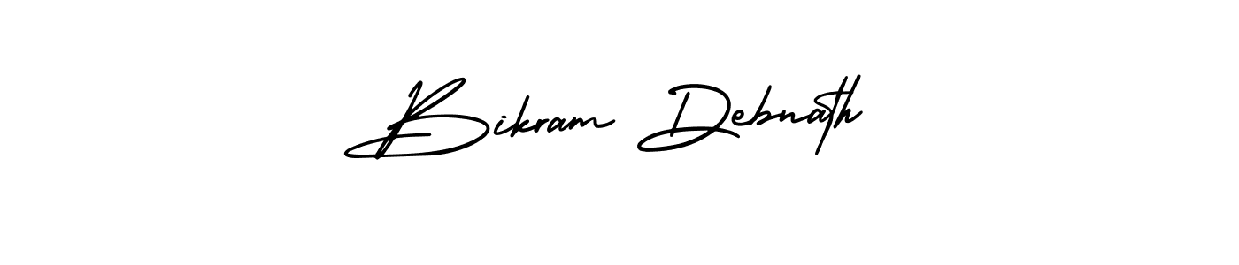 You should practise on your own different ways (AmerikaSignatureDemo-Regular) to write your name (Bikram Debnath) in signature. don't let someone else do it for you. Bikram Debnath signature style 3 images and pictures png