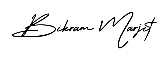 Create a personalized artistic stamp with Bikram Marjit in AmerikaSignatureDemo-Regular font. Perfect for visual artists, designers, and influencers. Bikram Marjit signature style 3 images and pictures png