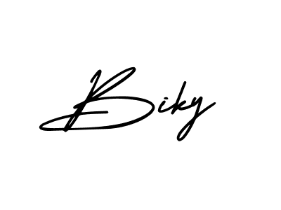 Make a beautiful signature design for name Biky. With this signature (AmerikaSignatureDemo-Regular) style, you can create a handwritten signature for free. Biky signature style 3 images and pictures png