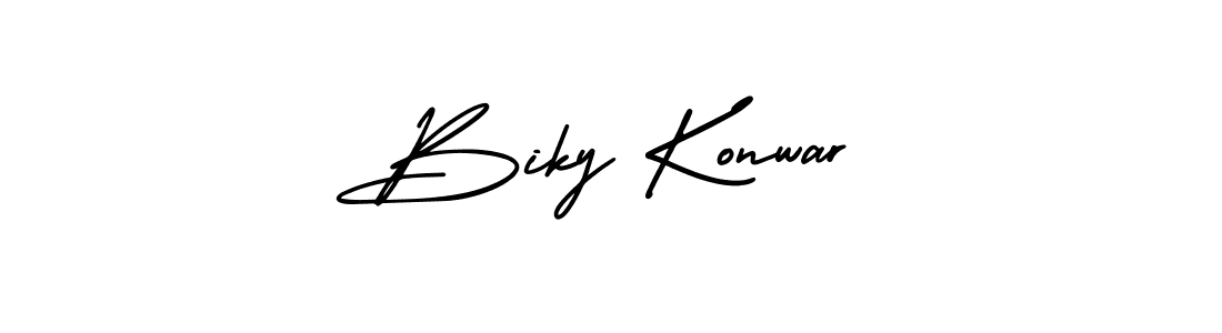 AmerikaSignatureDemo-Regular is a professional signature style that is perfect for those who want to add a touch of class to their signature. It is also a great choice for those who want to make their signature more unique. Get Biky Konwar name to fancy signature for free. Biky Konwar signature style 3 images and pictures png