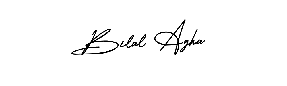 The best way (AmerikaSignatureDemo-Regular) to make a short signature is to pick only two or three words in your name. The name Bilal Agha include a total of six letters. For converting this name. Bilal Agha signature style 3 images and pictures png