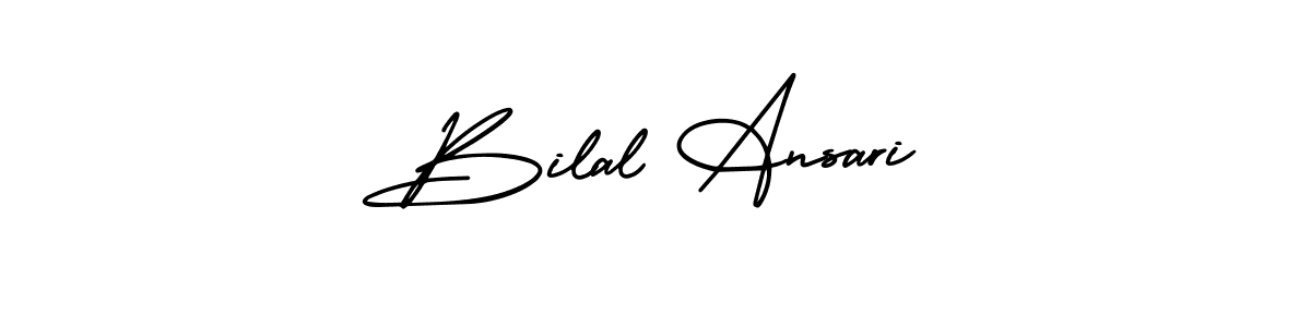 You should practise on your own different ways (AmerikaSignatureDemo-Regular) to write your name (Bilal Ansari) in signature. don't let someone else do it for you. Bilal Ansari signature style 3 images and pictures png