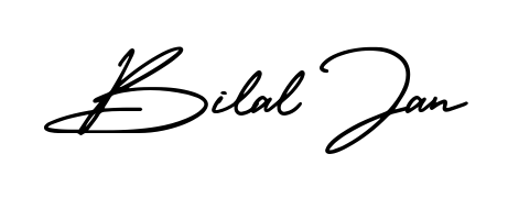 Get an exclusive digital autograph for Bilal Jan. The AmerikaSignatureDemo-Regular typeface captures the charm of real penmanship on paper. Bilal Jan signature style 3 images and pictures png