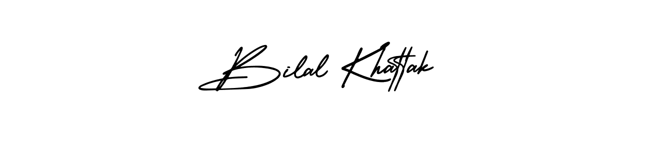 The best way (AmerikaSignatureDemo-Regular) to make a short signature is to pick only two or three words in your name. The name Bilal Khattak include a total of six letters. For converting this name. Bilal Khattak signature style 3 images and pictures png