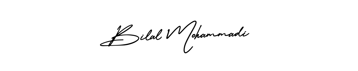 The best way (AmerikaSignatureDemo-Regular) to make a short signature is to pick only two or three words in your name. The name Bilal Mohammadi include a total of six letters. For converting this name. Bilal Mohammadi signature style 3 images and pictures png