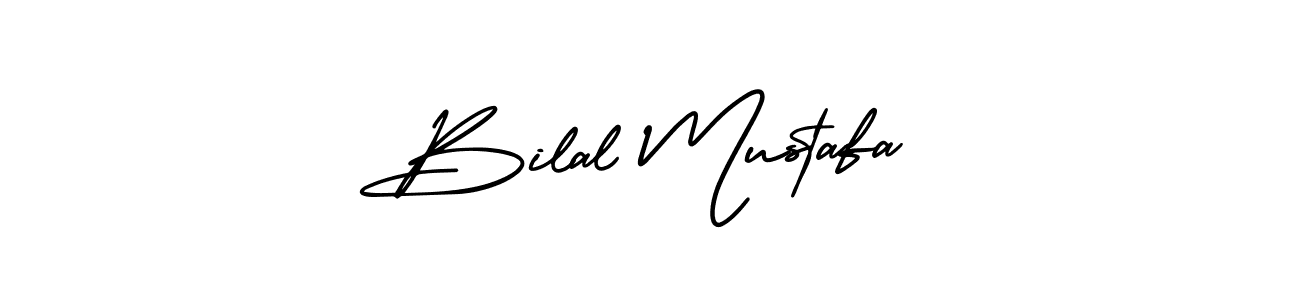 The best way (AmerikaSignatureDemo-Regular) to make a short signature is to pick only two or three words in your name. The name Bilal Mustafa include a total of six letters. For converting this name. Bilal Mustafa signature style 3 images and pictures png