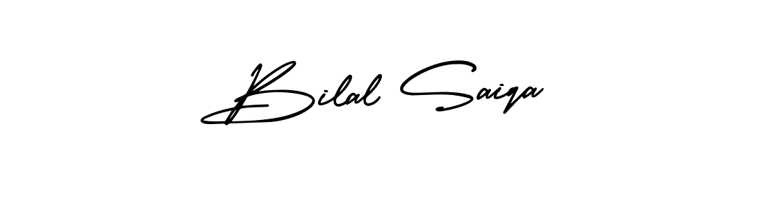 You should practise on your own different ways (AmerikaSignatureDemo-Regular) to write your name (Bilal Saiqa) in signature. don't let someone else do it for you. Bilal Saiqa signature style 3 images and pictures png