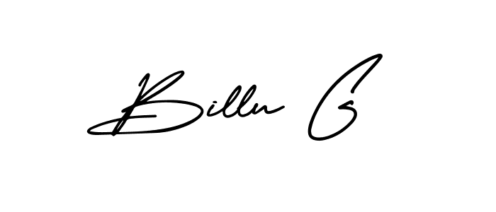 You should practise on your own different ways (AmerikaSignatureDemo-Regular) to write your name (Billu G) in signature. don't let someone else do it for you. Billu G signature style 3 images and pictures png